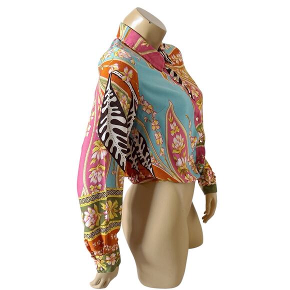 Haute Hippie Boho Cropped Tie Front Button Up Top Size Medium - Picture 3 of 9